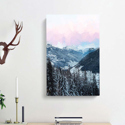 Pink Sky Over The Mountains In Italy In Abstract - Wrapped Canvas