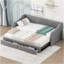 Lit de jour simple tapissier très grand avec deux tiroirs, gris-659915311