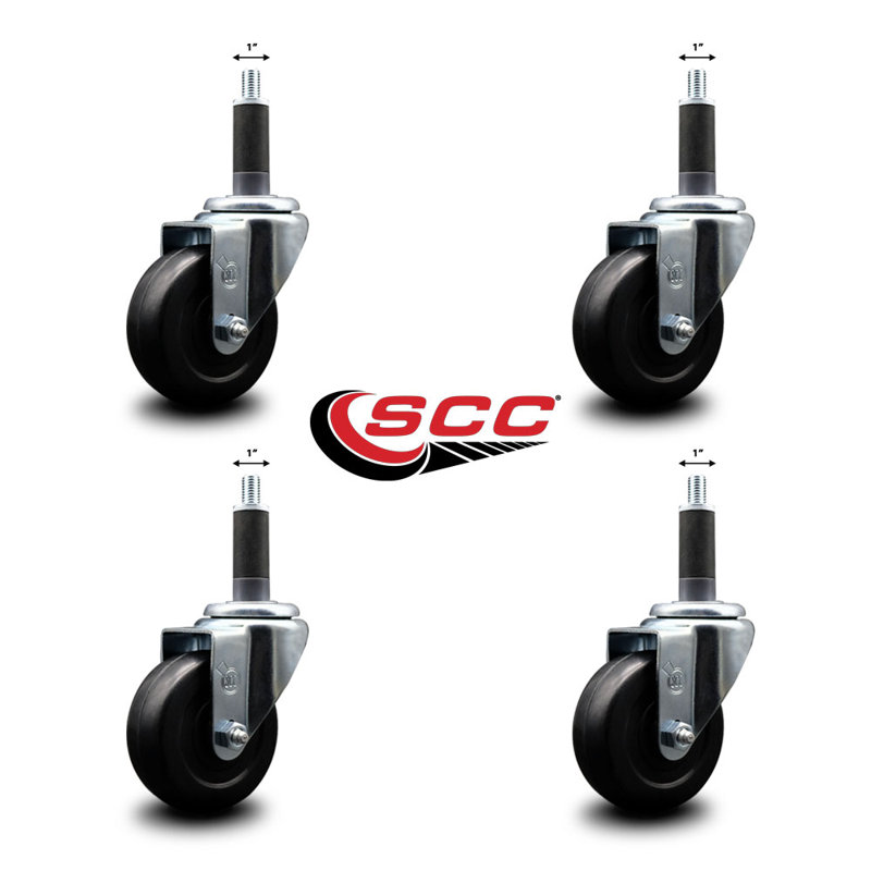 Ensemble de roulettes extensibles pivotantes en caoutchouc dur SCC NB 3,5 po x 1 po