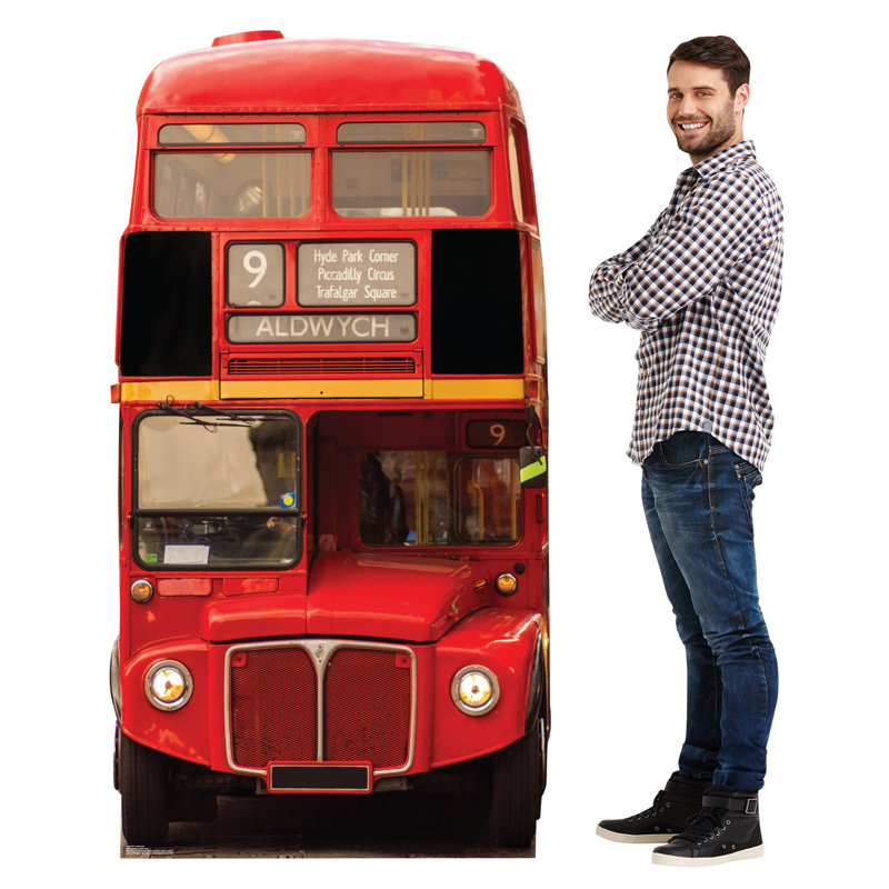 70 x 37 Inch Red London Bus Cardboard Cutout
