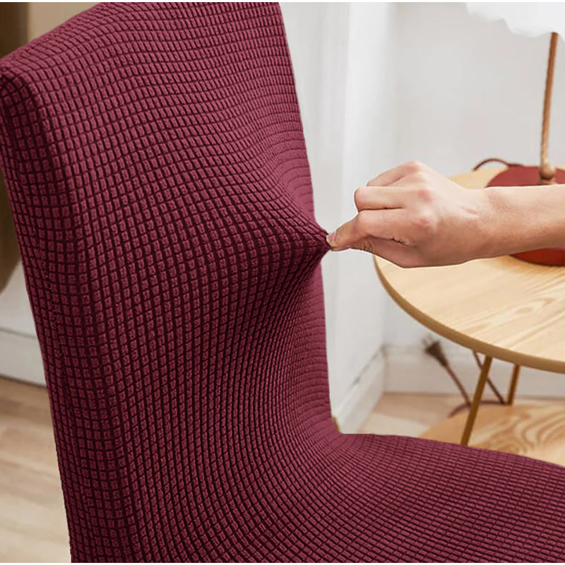 Ensemble de 2 pièces - Housse de protection pour chaise de bureau de salle à manger, Polyester bourgogne
