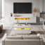 Modern Living Room Set, High-Gloss Floating LED TV Stand & Rectangular Coffee Table Combo-252177861