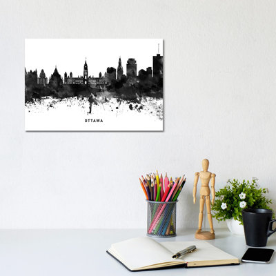 Ottawa Skyline Black & White - Wrapped Canvas Print