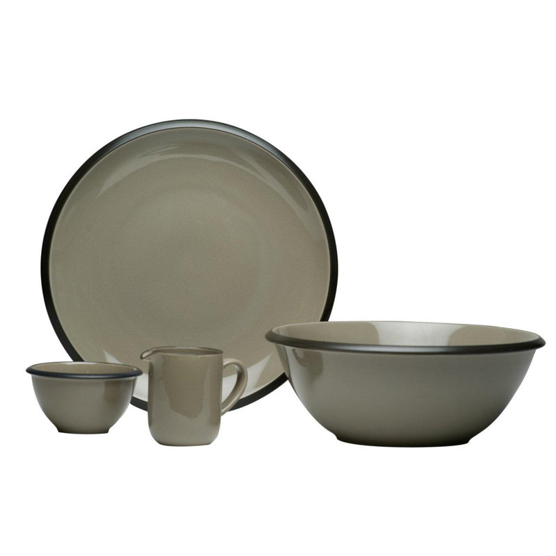 Couvert individuel 4 pièces, service pour 1 Zandra, Gris