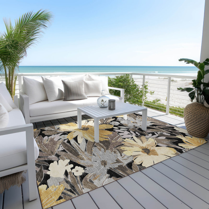 Tapis d'intérieur / extérieur noir Fibrosa , 9 pi x 12 pi