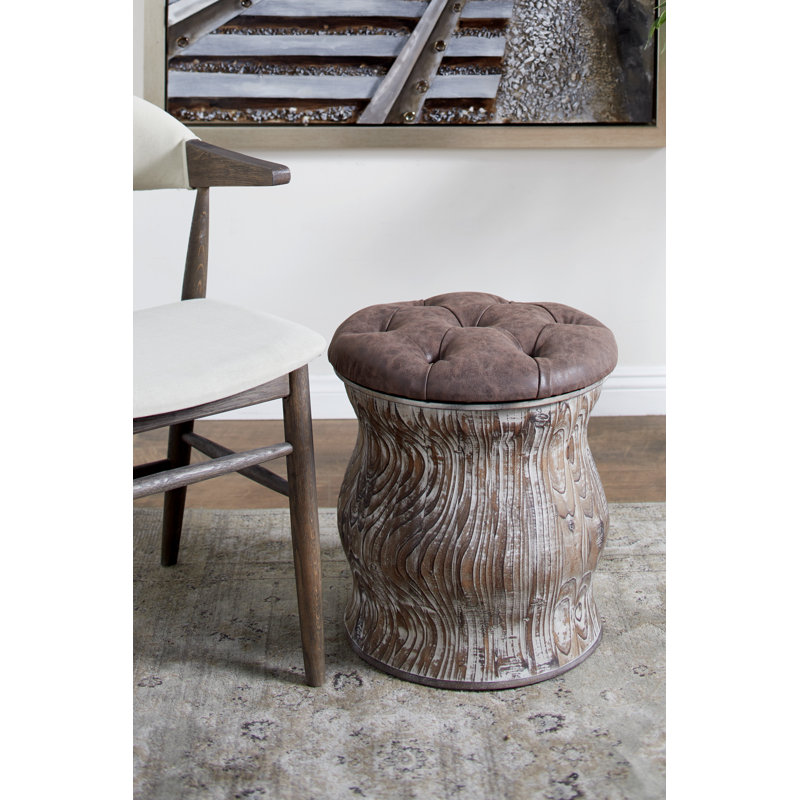 Repose-pieds de rangement rond 17 po Tolleson, Brun