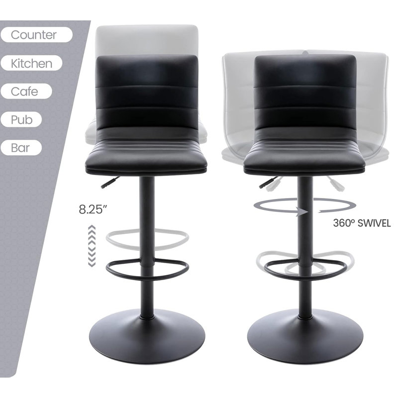 Ensemble de 2 tabourets de bar Pu, Noir