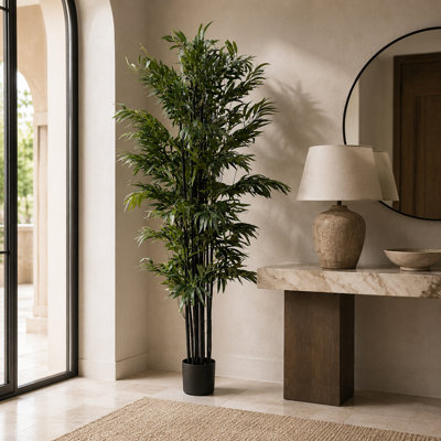 Fire Retardant Artificial Tree 200 cm H Faux Palm Tree Plant in Plastic Pot Liner