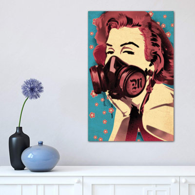Marilyn Monroe Gas Mask Flower - Wrapped Canvas Print