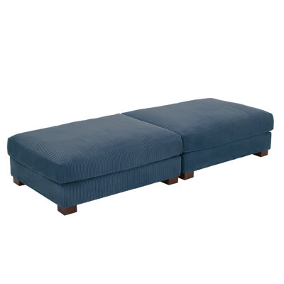 Maelina Upholstered Square Corduroy Ottoman with Solid Wood Legs, Ottoman Modular Part For Sectional Sofa by Ebern Designs