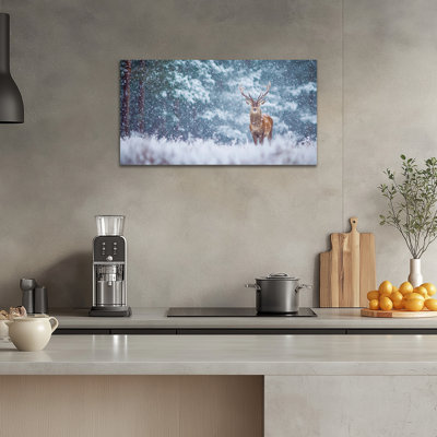 «Large Deer in Snowy Pine Forest», reproduction d'art sur toile, paysage d'hiver, décoration murale de Noël, scène d'hiver, affiche d'art pour bureau à domicile, 28 po x 40 po