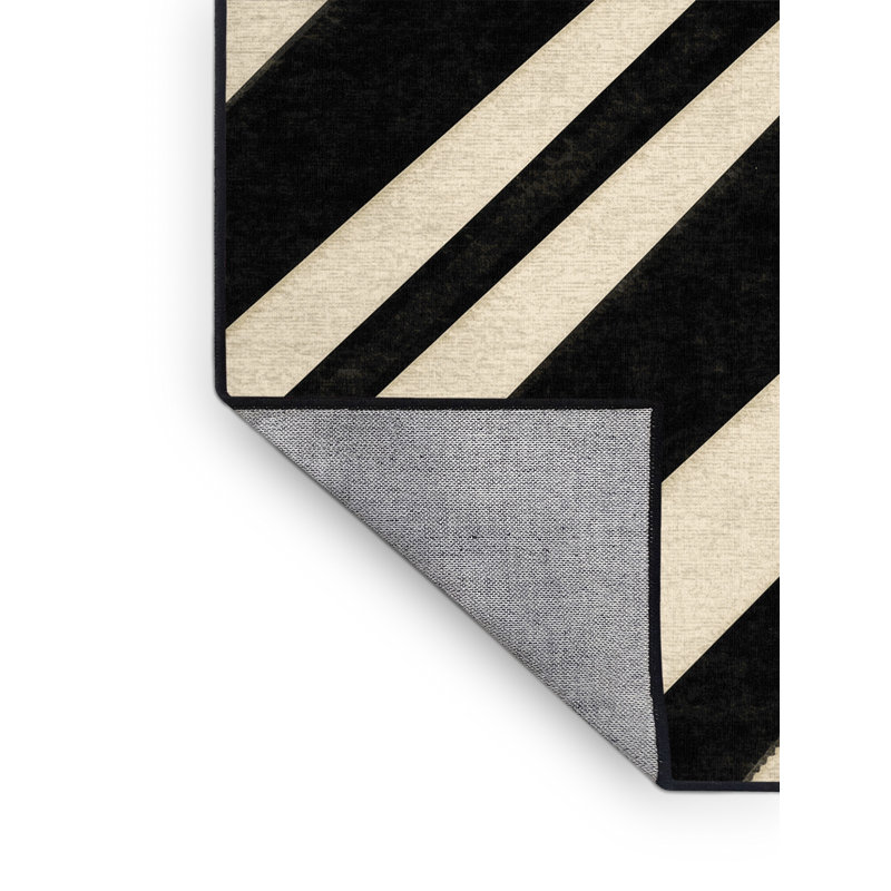 Machine Washable Pacen Broadway Lights Art Deco Geometric Rug in Black – Black Binding, 5x8
