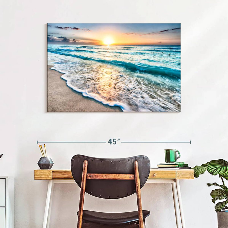Foamy Cancun Beach Canvas Print, 39" H x 26" W x 1.25" D