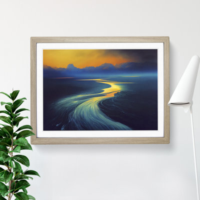 Golden Mountain River 1 Piece Single Picture Frame Wall Art