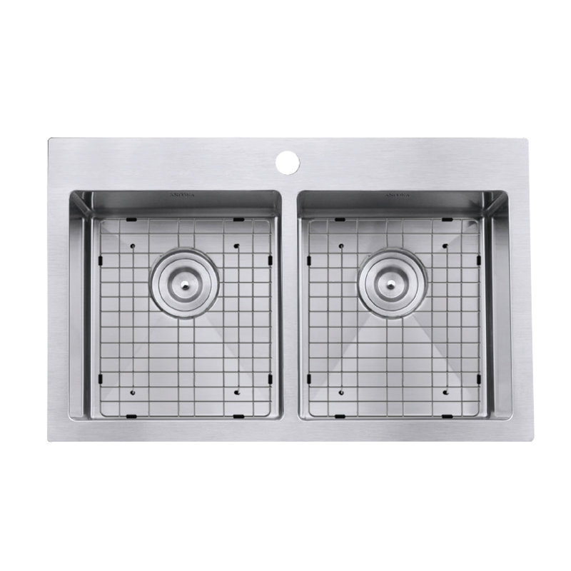 Évier de cuisine encastré à double cuve avec accessoires L 30 po x l 19 po Prestige Series