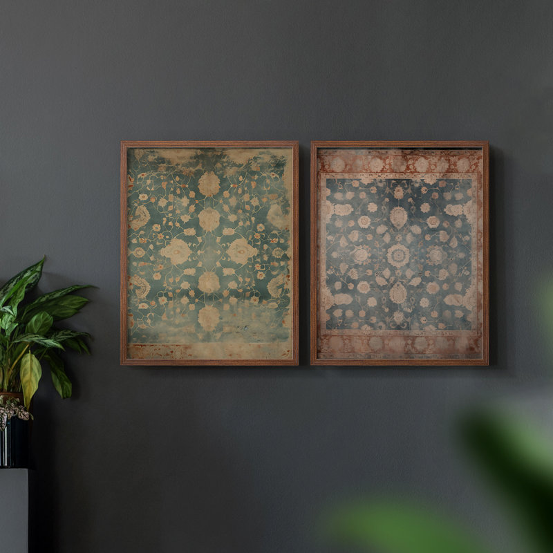 «Vintage Abstract I», impression par estampe numérique - ensemble de 2, H 9 po x l 22 po, Noyer