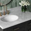 Ensemble de meuble-lavabo ovale simple 37 po à chevrons avec comptoir en marbre blanc de Carrare noir 1,5 po Chevron-316960222-316960221