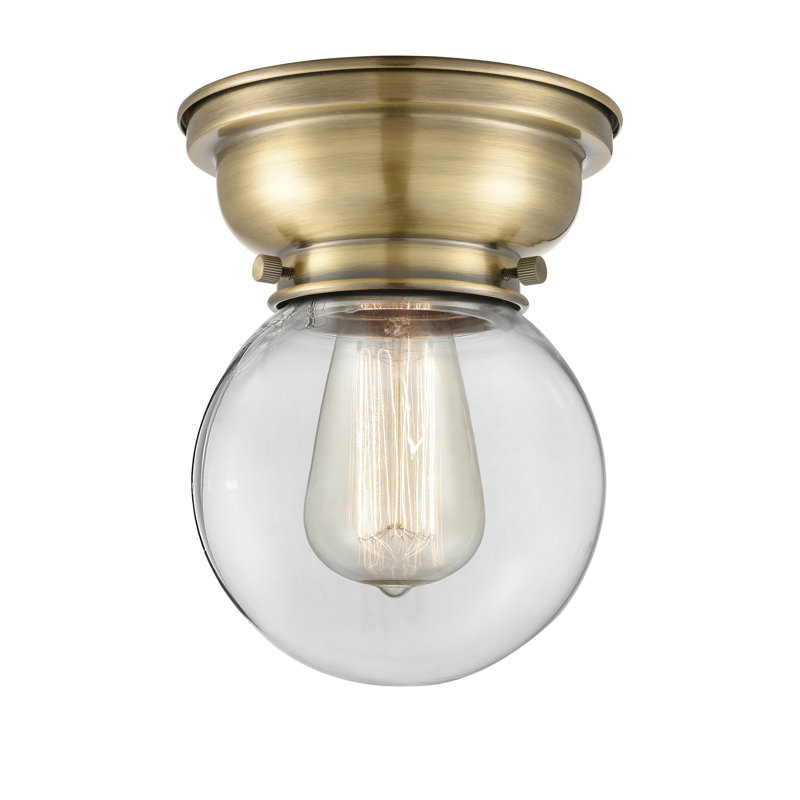 Plafonnier encastré en verre Lorri, Laiton antique, Ampoule non incluse, Transparent