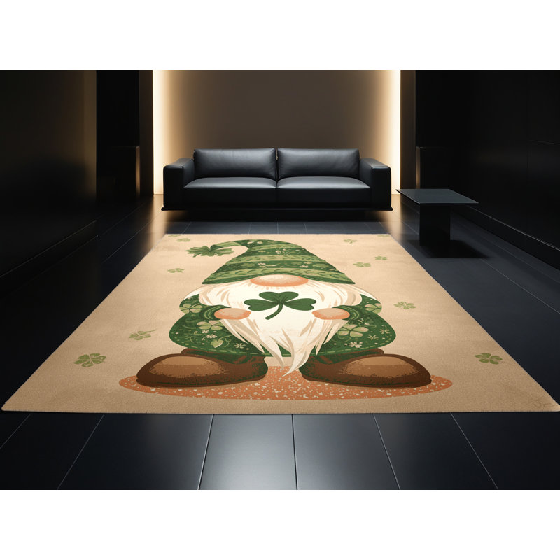 Soft Plush Fedele St Patties Modern & Contemporary Abstract Area Rug in Brown – Beige Binding, 4x6