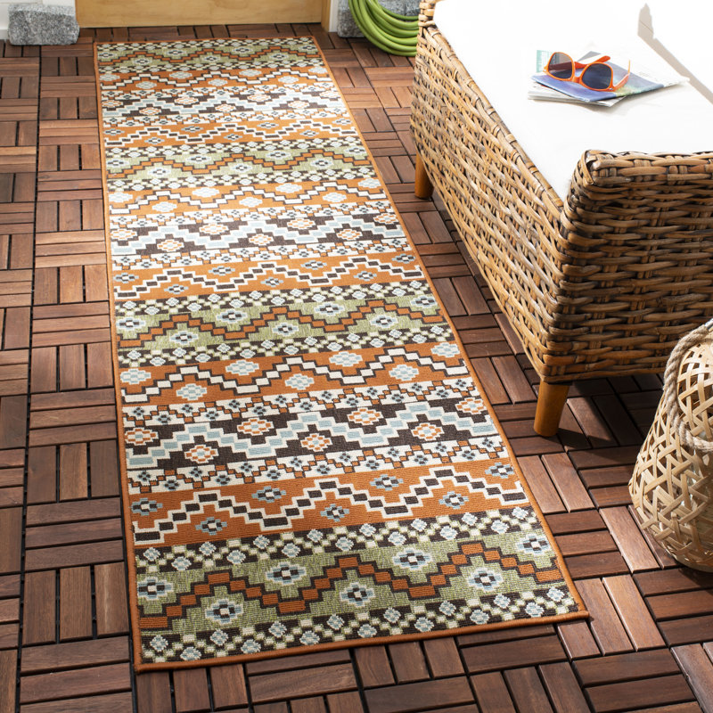 Tapis intérieur / extérieur Northpoint Ikat, Tapis de couloir 2 pi 3 po x 8 pi