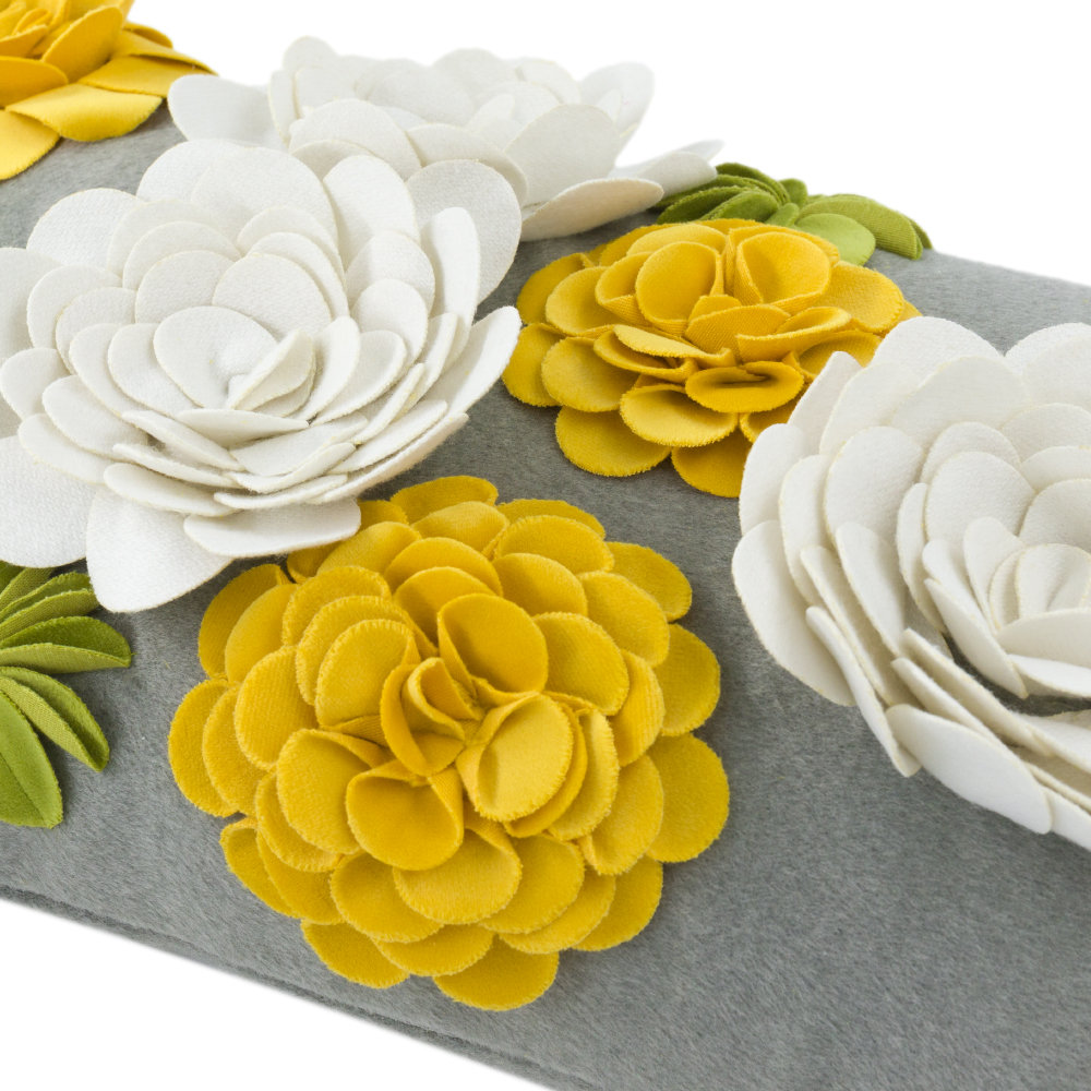 3D Floral Throw Pillow Cover Handmade Flower Pillow Case Decorative Cushion Cover Home Décor 12 x 20 ELSKERJW 