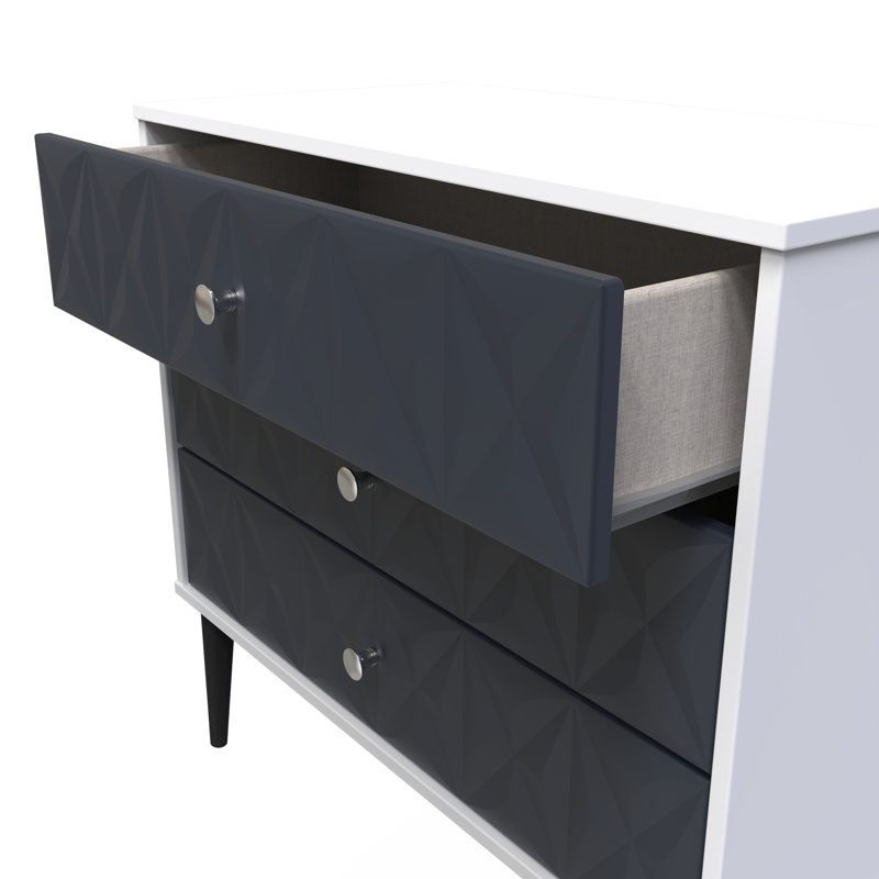 Carnlea 77cm W 3 - Drawer Chest of Drawers, Blue