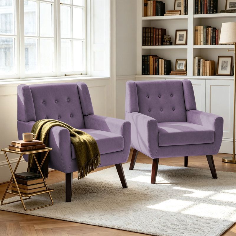 Fauteuil Davey, Velours mauve