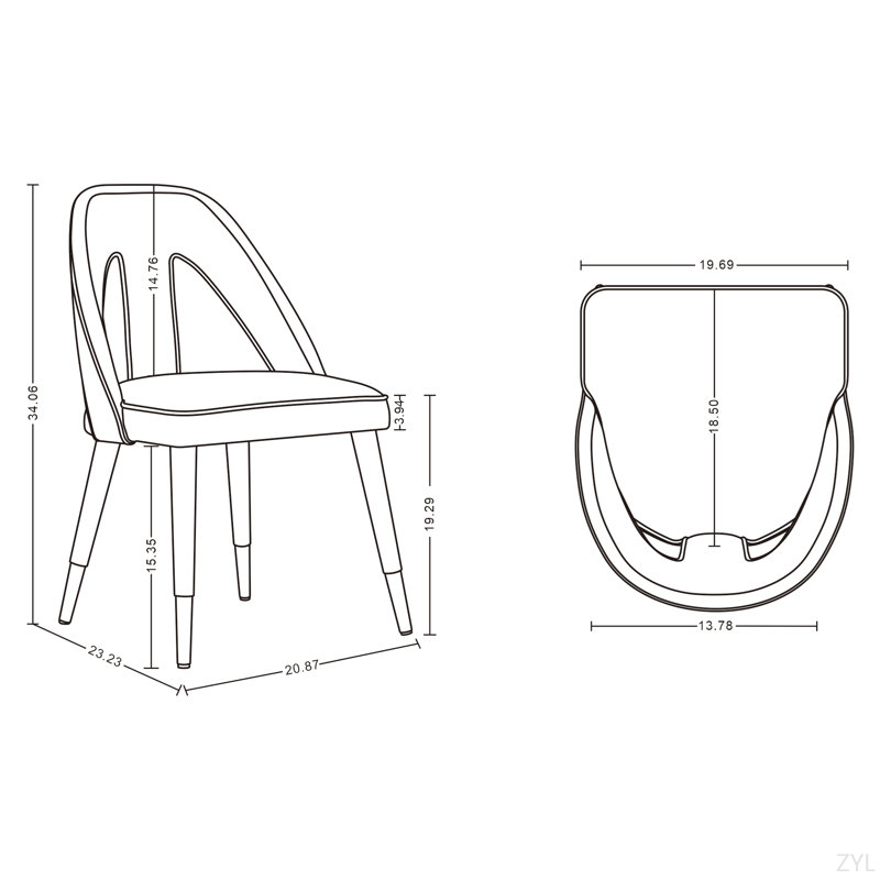 Chaise rembourrée en velours, Vert, Vert/doré