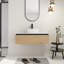 Stylish Wall-mounted Vanity Cabinet With Ceramic Sink, Light Coffee Finish