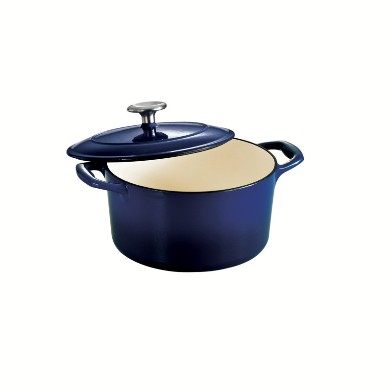 Cocotte ronde en fonte émaillée de couleur brune, 3,5 pte, Cobalt dégradé