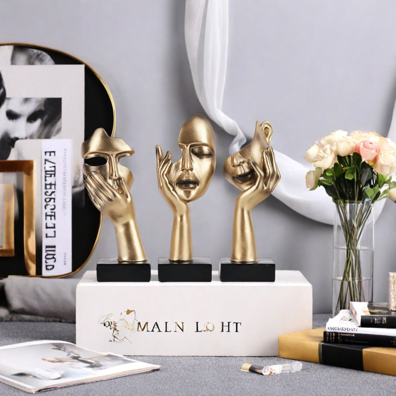 3 Pcs Thinker Small Statue Set