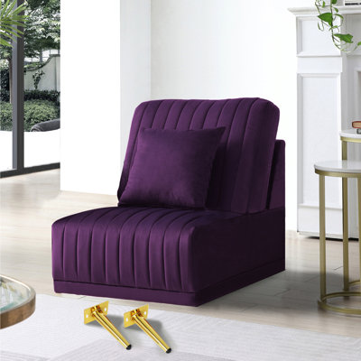 Canapé moderne Georgeanna Mauve sans accoudoirs, non vendu séparément, doit être combiné avec d'autres pièces ou plusieurs sièges.