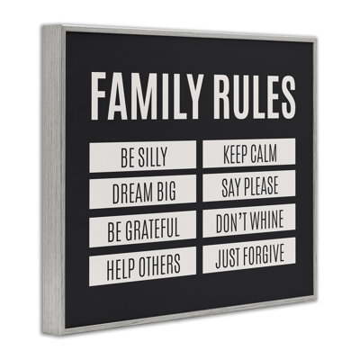 Giclée encadrée noire Family Rules