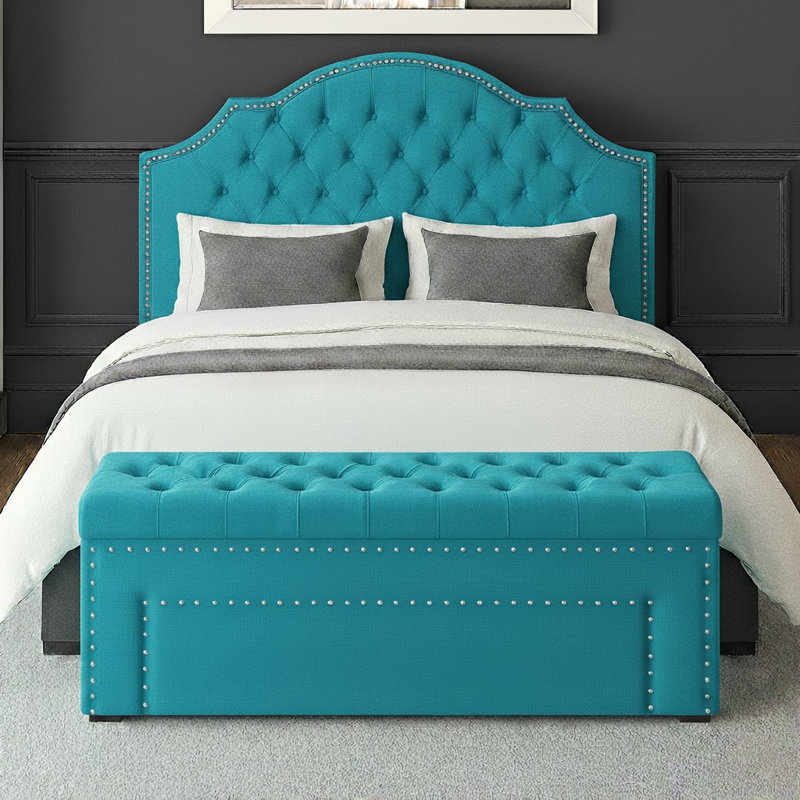 Duke Ottoman Storage Box - Chesterfield Upholstered Blanket Box - Plush Velvet Ottoman Bench with Storage, H43 x W120 x D40cm
