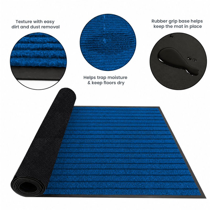 Tamalyn Non-Slip Indoor Doormat , Blue, 40cm W x 60cm L