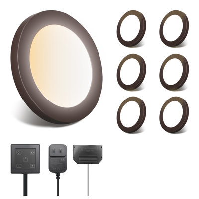 V4Light 6-Pack 6Mm Ultra-Thin Led Puck Lights, Touch Dimmer, 2700K-6500K Adjustable Color Temp For Kitchen & Closet