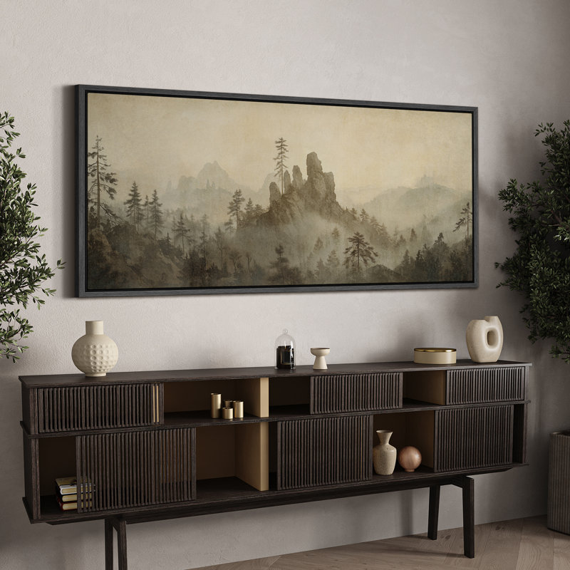 Impression sur toile encadrée Misty Mountain, Noir, H 30 po x l 60 po