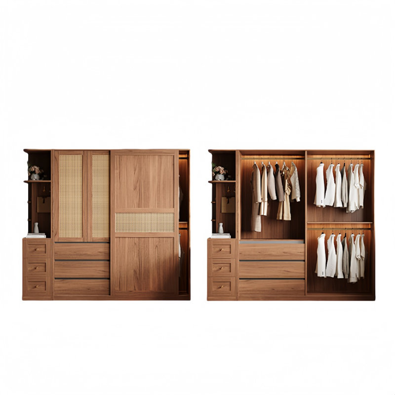 Garde-robe coulissante simple et élégante en osier, H 78,74 po x l 78,74 po x P 23,62 po