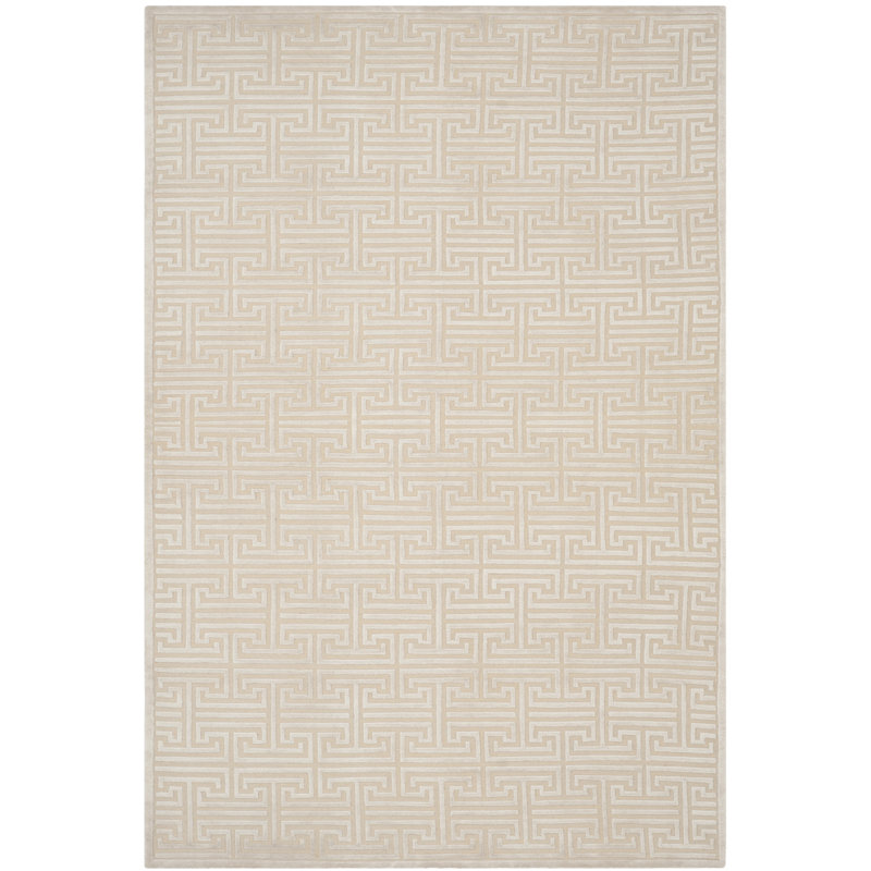 Tapis géométrique en laine / coton noué à la main Elitsa, Rectangle 6 pi x 9 pi