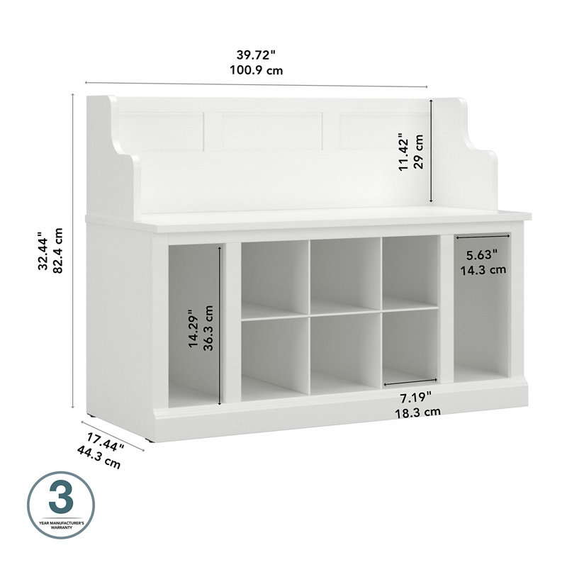 Arulappu 40''W Shoe Storage Bench, White Ash
