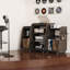 Support pour tourne-disque avec rangement pour le salon, la chambre à coucher, le bureau, la table avec table tournante avec tablette de rangement ouverte et support audio-122516228