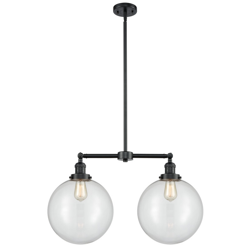 2 - Light Kitchen Island Pendant, Seedy, Oil Rubbed Bronze
