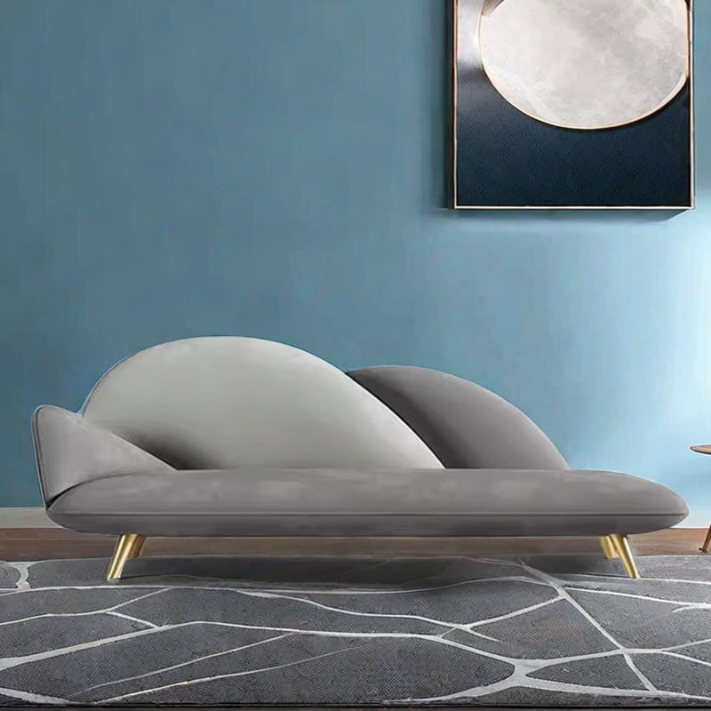 Chaise longue rembourrée Minimalist, Accoudoir à droite (vu de face), Gris