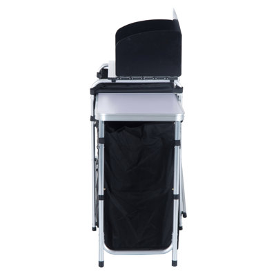Portable Aluminum Cooking Table: With Windscreen And 3 Cupboards For Bbq, Party, Picnic, Backyard. Spacious Design, Outdoor Adventures Lightweight Camping Kitchen Cupboards. Ideal , Design