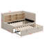 Lit de jour rembourré avec lit gigogne, tablettes de rangement, port USB et prise de courant-1521837842