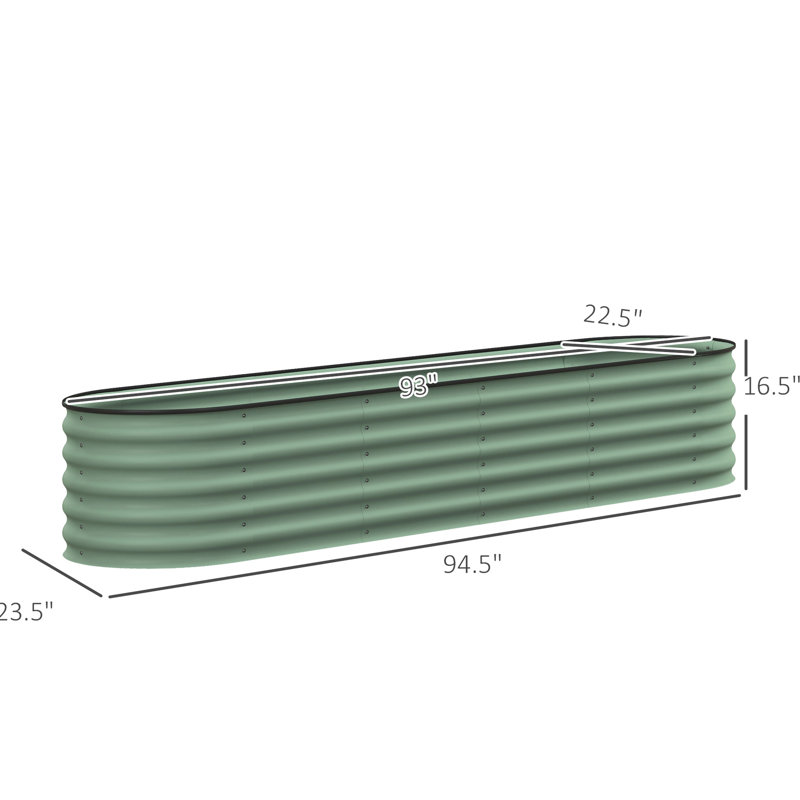 23.5" W X 16.5" H 94.5" L Galvanized Raised Garden Bed Kit, Outdoor Metal Planter With Edging, Alluring For Beauty, - L, Elevated Edging Appeal,