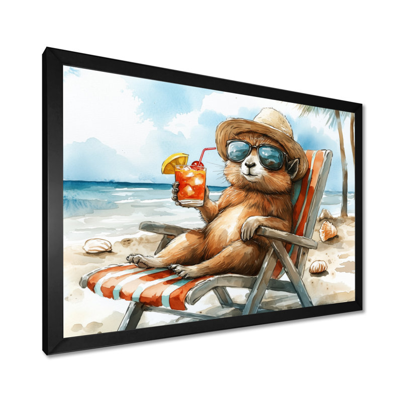 Saxton - art mural animaux côtiers, H 30 po x l 40 po x P 1,5 po, Toile encadrée noire simple