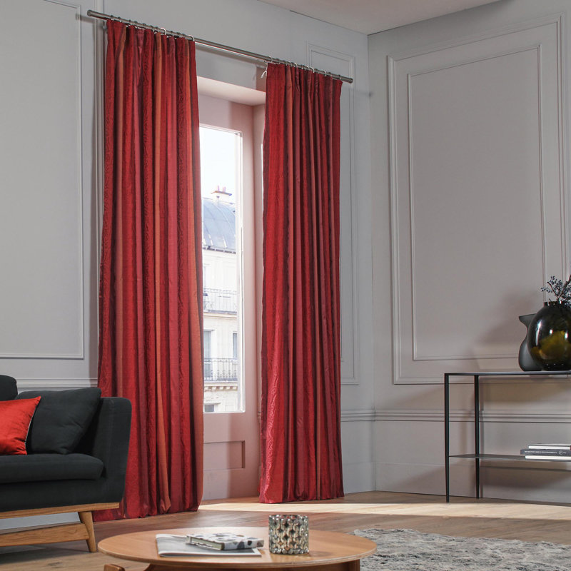 Chenonceau Room Darkening Single Curtain Single Panel, Bright Red