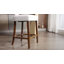 Ensemble de 2 tabourets de bar modernes de style Mid-Century, chaises de cuisine à hauteur de comptoir avec revêtement en lin de style campagnard et dossier incurvé - structure en bois massif, clou en cuivre-1386056571