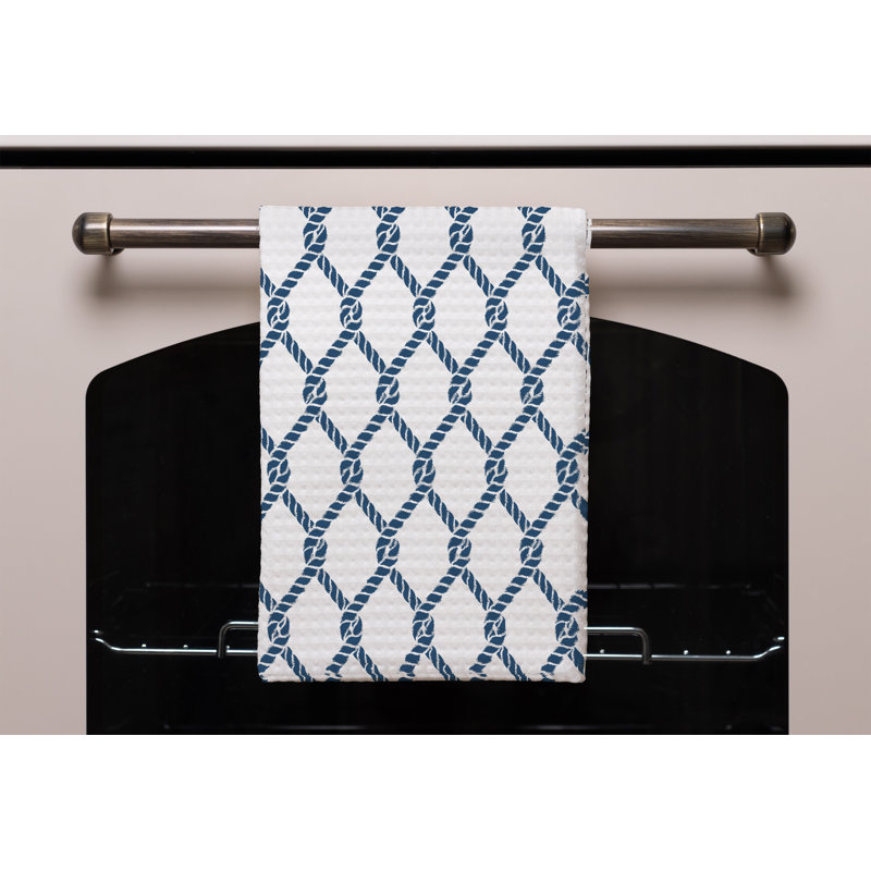 Cotton Waffle Tea Towel Kitchen Towel, Navy